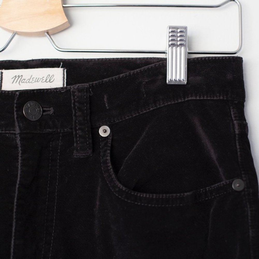 Madewell 9” High-riser Skinny Skinny Velvet Pant - Velour Dark Black - Picture 4 of 10